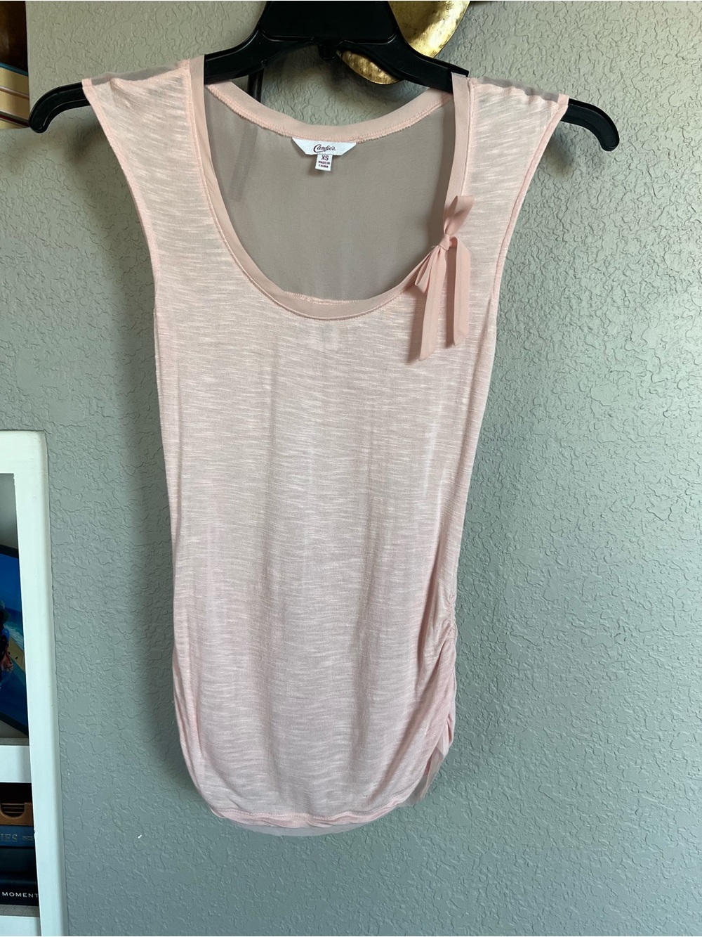 Candie's Blush Pink Scoop Neck Tank with Side Bow XS